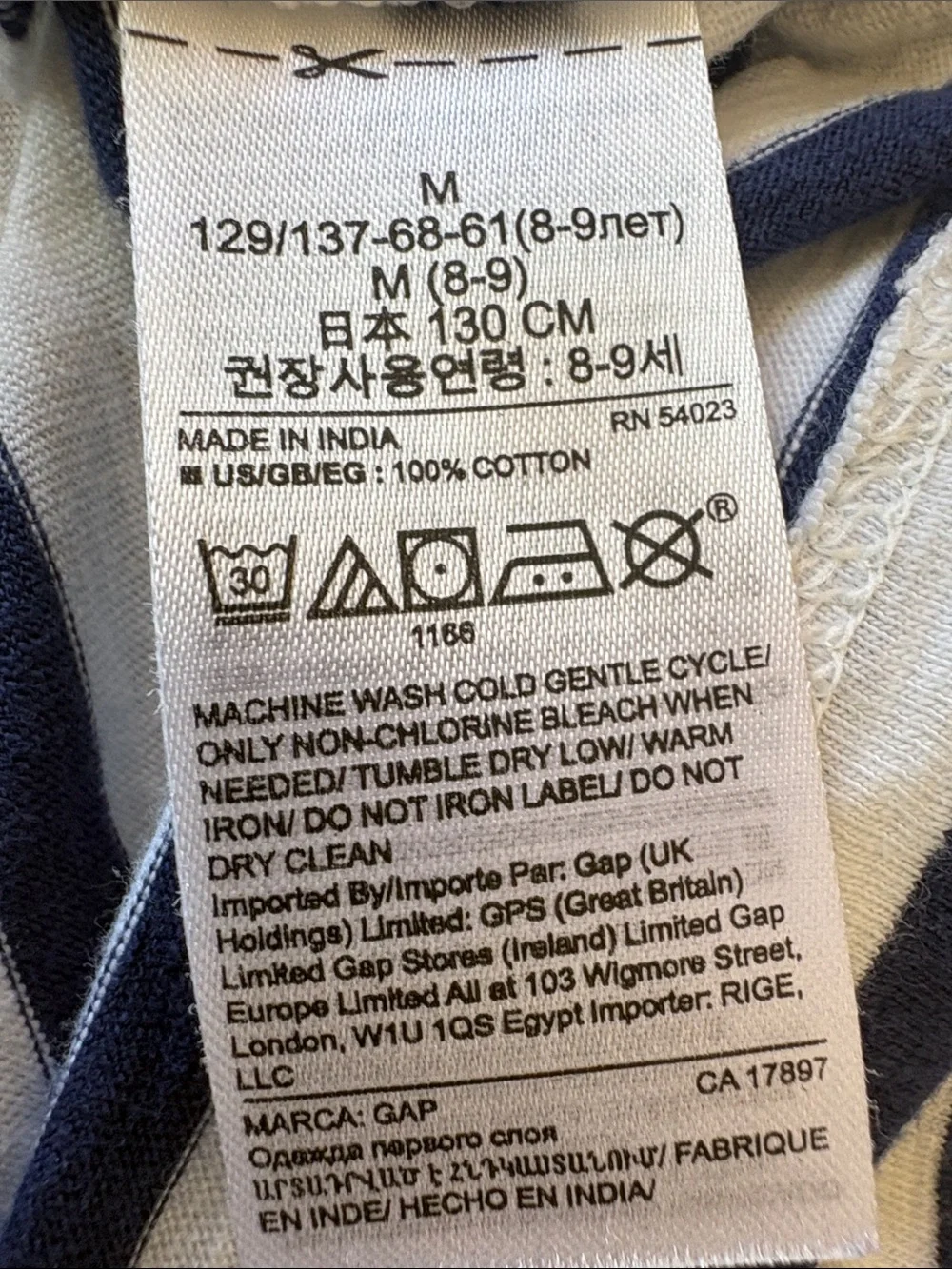 GAP Kids Navy Off-White Striped Long Sleeve Jersey Polo M 8 EUC 497429